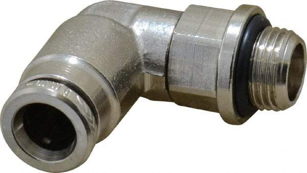 Norgren - 6mm Outside Diam, 1/8 BSPP, Nickel Plated Brass Push-to-Connect Tube Male Swivel Elbow - 260 Max psi, Tube to Male BSPP Connection, Nitrile O-Ring - Apex Tool & Supply