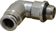 Norgren - 6mm Outside Diam, 1/8 BSPP, Nickel Plated Brass Push-to-Connect Tube Male Swivel Elbow - 260 Max psi, Tube to Male BSPP Connection, Nitrile O-Ring - Apex Tool & Supply