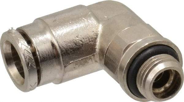 Norgren - 8mm Outside Diam, 1/8 BSPP, Nickel Plated Brass Push-to-Connect Tube Male Swivel Elbow - 260 Max psi, Tube to Male BSPP Connection, Nitrile O-Ring - Apex Tool & Supply