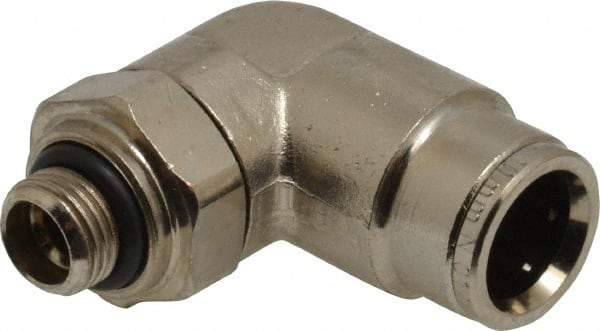 Norgren - 10mm Outside Diam, 1/8 BSPP, Nickel Plated Brass Push-to-Connect Tube Male Swivel Elbow - 260 Max psi, Tube to Male BSPP Connection, Nitrile O-Ring - Apex Tool & Supply