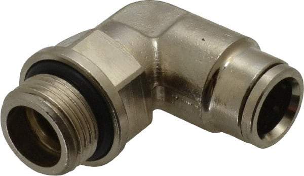 Norgren - 10mm Outside Diam, 3/8 BSPP, Nickel Plated Brass Push-to-Connect Tube Male Swivel Elbow - 260 Max psi, Tube to Male BSPP Connection, Nitrile O-Ring - Apex Tool & Supply