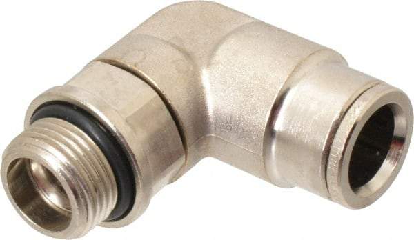 Norgren - 12mm Outside Diam, 3/8 BSPP, Nickel Plated Brass Push-to-Connect Tube Male Swivel Elbow - 260 Max psi, Tube to Male BSPP Connection, Nitrile O-Ring - Apex Tool & Supply
