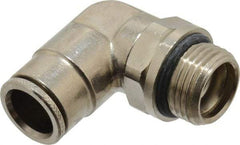Norgren - 14mm Outside Diam, 1/2 BSPP, Nickel Plated Brass Push-to-Connect Tube Male Swivel Elbow - 260 Max psi, Tube to Male BSPP Connection, Nitrile O-Ring - Apex Tool & Supply