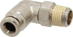 Norgren - 5mm Outside Diam, 1/8 BSPT, Nickel Plated Brass Push-to-Connect Tube Male Swivel Elbow - 260 Max psi, Tube to Male BSPT Connection, Nitrile O-Ring - Apex Tool & Supply