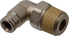 Norgren - 6mm Outside Diam, 3/8 BSPT, Nickel Plated Brass Push-to-Connect Tube Male Swivel Elbow - 260 Max psi, Tube to Male BSPT Connection, Nitrile O-Ring - Apex Tool & Supply