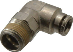 Norgren - 8mm Outside Diam, 3/8 BSPT, Nickel Plated Brass Push-to-Connect Tube Male Swivel Elbow - 260 Max psi, Tube to Male BSPT Connection, Nitrile O-Ring - Apex Tool & Supply