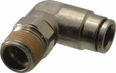 Norgren - 10mm Outside Diam, 3/8 BSPT, Nickel Plated Brass Push-to-Connect Tube Male Swivel Elbow - 260 Max psi, Tube to Male BSPT Connection, Nitrile O-Ring - Apex Tool & Supply