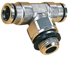 Norgren - 6mm Outside Diam, 1/4 BSPP, Nickel Plated Brass Push-to-Connect Tube Male Swivel Branch Tee - 260 Max psi, Tube to Male BSPP Connection, Nitrile O-Ring - Apex Tool & Supply