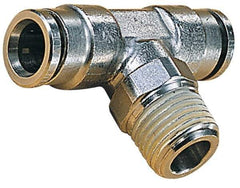 Norgren - 12mm Outside Diam, 1/4 BSPT, Nickel Plated Brass Push-to-Connect Tube Male Swivel Branch Tee - 260 Max psi, Tube to Male BSPT Connection, Nitrile O-Ring - Apex Tool & Supply