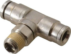 Norgren - 6mm Outside Diam, 1/8 BSPT, Nickel Plated Brass Push-to-Connect Tube Male Swivel Branch Tee - 260 Max psi, Tube to Male BSPT Connection, Nitrile O-Ring - Apex Tool & Supply