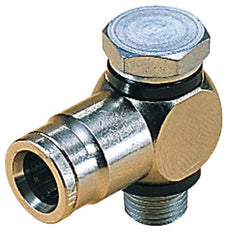 Norgren - 6mm Outside Diam, 1/8 BSPP, Nickel Plated Brass Push-to-Connect Tube Male Swivel Banjo Elbow - 260 Max psi, Tube to Male Connection, Nitrile O-Ring - Apex Tool & Supply