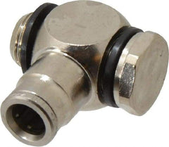 Norgren - 8mm Outside Diam, 1/4 BSPP, Nickel Plated Brass Push-to-Connect Tube Male Swivel Banjo Elbow - 260 Max psi, Tube to Male Connection, Nitrile O-Ring - Apex Tool & Supply