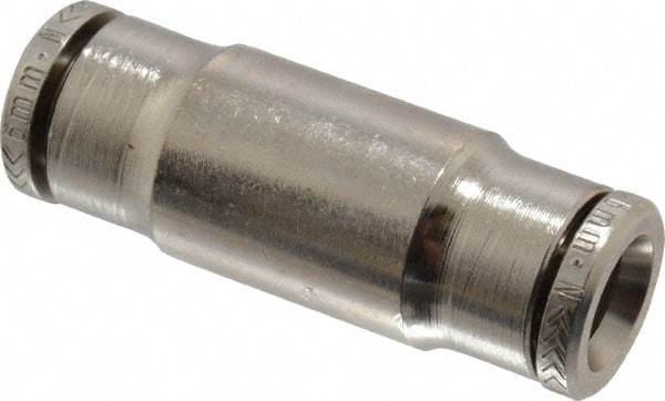 Norgren - 6mm Outside Diam, Nickel Plated Brass Push-to-Connect Tube Union - 260 Max psi, Tube to Tube Connection, Nitrile O-Ring - Apex Tool & Supply