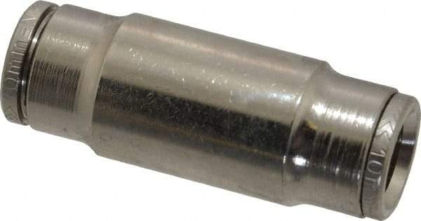 Norgren - 10mm Outside Diam, Nickel Plated Brass Push-to-Connect Tube Union - 260 Max psi, Tube to Tube Connection, Nitrile O-Ring - Apex Tool & Supply