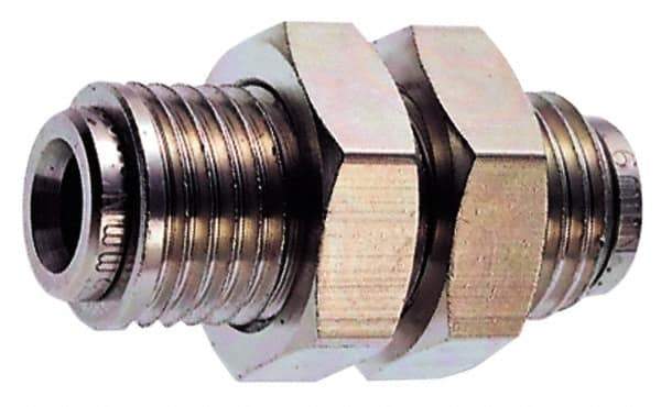 Norgren - 12mm Outside Diam, M24x1.5 Thread, Nickel Plated Brass Push-to-Connect Tube Bulkhead Union - 260 Max psi, Tube to Tube Connection, , Nitrile O-Ring - Apex Tool & Supply