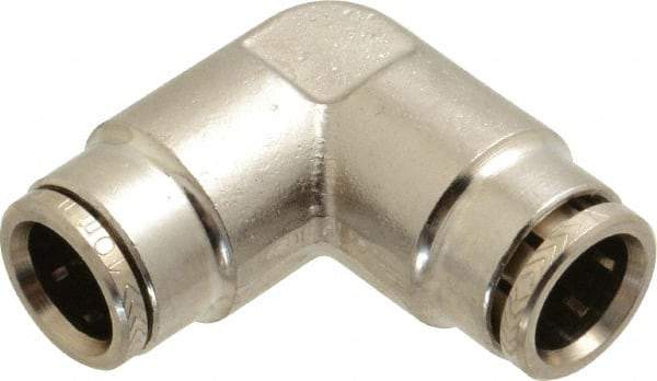 Norgren - 10mm Outside Diam, Nickel Plated Brass Push-to-Connect Tube Union Elbow - 260 Max psi, Tube to Tube Connection, Nitrile O-Ring - Apex Tool & Supply