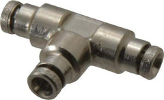 Norgren - 4mm Outside Diam, Nickel Plated Brass Push-to-Connect Tube Union Tee - 260 Max psi, Tube to Tube Connection, Nitrile O-Ring - Apex Tool & Supply