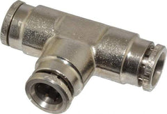 Norgren - 8mm Outside Diam, Nickel Plated Brass Push-to-Connect Tube Union Tee - 260 Max psi, Tube to Tube Connection, Nitrile O-Ring - Apex Tool & Supply