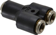 Norgren - 6mm Tube OD, Nickel Plated Brass Push-to-Connect Tube Union Y - Tube to Tube Connection, 260 Max psi, Nitrile O-Ring, 0 to 175°F Working Temp - Apex Tool & Supply