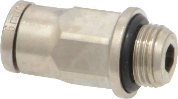 Norgren - 6mm Outside Diam, 1/8 BSPP, Nickel Plated Brass Push-to-Connect Tube Male Connector - 260 Max psi, Tube to Male BSPP Connection, Nitrile O-Ring - Apex Tool & Supply