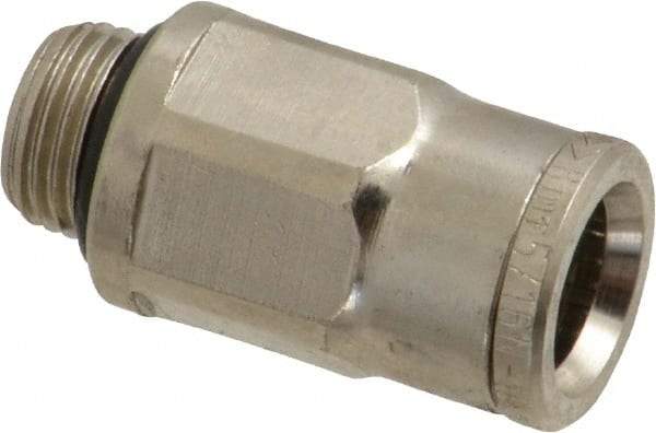 Norgren - 8mm Outside Diam, 1/8 BSPP, Nickel Plated Brass Push-to-Connect Tube Male Connector - 260 Max psi, Tube to Male BSPP Connection, Nitrile O-Ring - Apex Tool & Supply