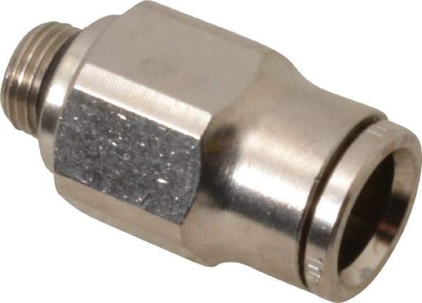 Norgren - 10mm Outside Diam, 1/8 BSPP, Nickel Plated Brass Push-to-Connect Tube Male Connector - 260 Max psi, Tube to Male BSPP Connection, Nitrile O-Ring - Apex Tool & Supply