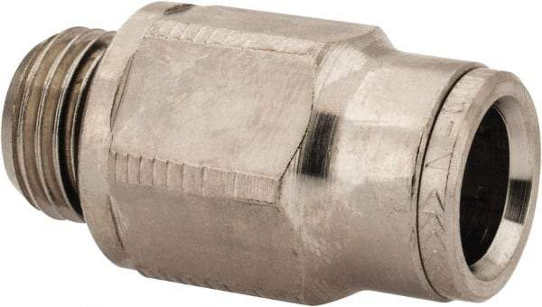 Norgren - 10mm Outside Diam, 1/4 BSPP, Nickel Plated Brass Push-to-Connect Tube Male Connector - 260 Max psi, Tube to Male BSPP Connection, Nitrile O-Ring - Apex Tool & Supply