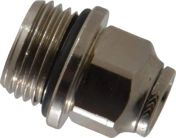 Norgren - 10mm Outside Diam, 1/2 Metric, Nickel Plated Brass Push-to-Connect Tube Male Connector - 260 Max psi, Tube to Metric Thread Connection, Nitrile O-Ring - Apex Tool & Supply
