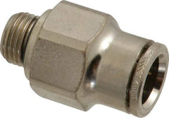 Norgren - 12mm Outside Diam, 1/4 BSPP, Nickel Plated Brass Push-to-Connect Tube Male Connector - 260 Max psi, Tube to Male BSPP Connection, Nitrile O-Ring - Apex Tool & Supply