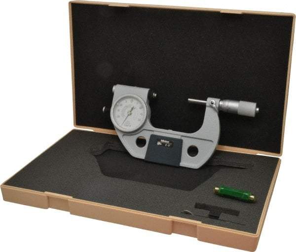 Mitutoyo - 2 to 3 Inch Range, 0.0001 Inch Graduation, Mechanical Indicating Micrometer - Accurate to 0.0001 Inch, Carbide-Tipped Measuring Face, Includes Fitted Plastic Case - Apex Tool & Supply