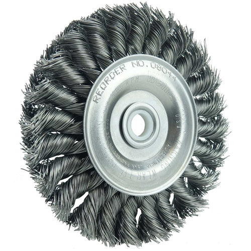 ‎4″ Standard Twist Knot Wire Wheel, .020″ Steel Fill, 1/2″-3/8″ Arbor Hole - Apex Tool & Supply