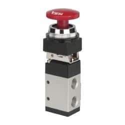 ARO/Ingersoll-Rand - 1/4" NPT Manual Mechanical Valve - 3-Way, 2 Position, Palm Button/Detent & 0.7 CV Rate - Apex Tool & Supply