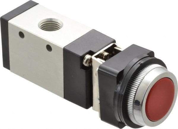 ARO/Ingersoll-Rand - 1/4" NPT Manual Mechanical Valve - 3-Way, 2 Position, Push-Button w/Guard/Spring & 0.7 CV Rate - Apex Tool & Supply