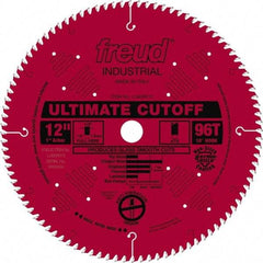 Freud - 12" Diam, 1" Arbor Hole Diam, 96 Tooth Wet & Dry Cut Saw Blade - Carbide-Tipped, Standard Round Arbor - Apex Tool & Supply