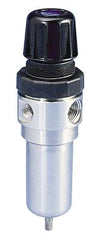Parker - 1/2" NPT Port 1 Piece Filter/Regulator FRL Unit - Stainless Steel Bowl, 72 SCFM, 125 Max psi, 8.59" High, Manual Drain - Apex Tool & Supply