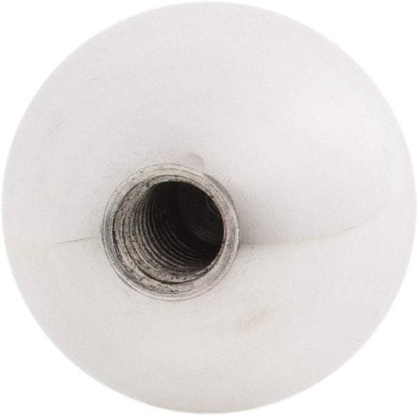 Gibraltar - 3/8-16 Thread, 1.38" Diam, Threaded Hole Ball Knob - Natural, Aluminum, Smooth Grip, 5/8" Hole Depth - Apex Tool & Supply
