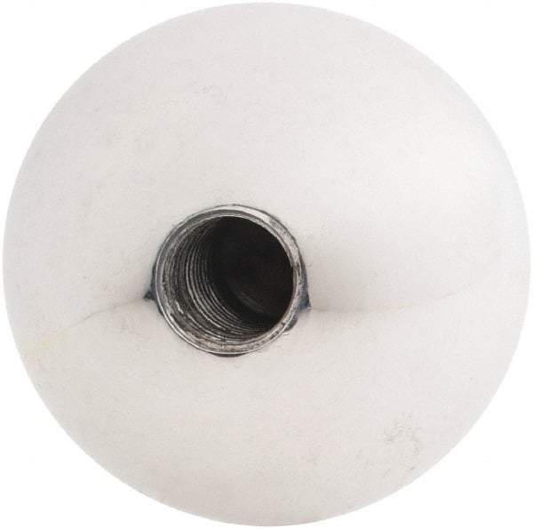 Gibraltar - 1/2-13 Thread, 1.88" Diam, Threaded Hole Ball Knob - Natural, Aluminum, Smooth Grip, 3/4" Hole Depth - Apex Tool & Supply