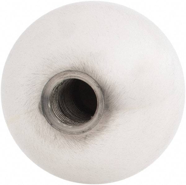 Gibraltar - 1/2-20 Thread, 1.88" Diam, Threaded Hole Ball Knob - Natural, Aluminum, Smooth Grip, 3/4" Hole Depth - Apex Tool & Supply