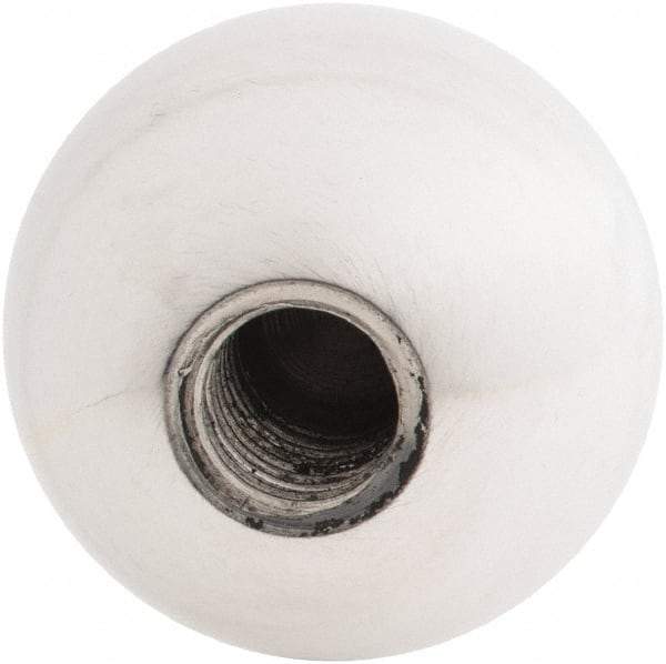 Gibraltar - 5/8-11 Thread, 1.88" Diam, Threaded Hole Ball Knob - Natural, Aluminum, Smooth Grip, 3/4" Hole Depth - Apex Tool & Supply