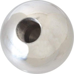 Gibraltar - 5/8-18 Thread, 1.88" Diam, Threaded Hole Ball Knob - Natural, Aluminum, Smooth Grip, 3/4" Hole Depth - Apex Tool & Supply