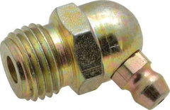 PRO-LUBE - 65° Head Angle, 1/4-18 NPT Steel Standard Grease Fitting - 9/16" Hex, 24.6mm Overall Height, 8.7mm Shank Length, Zinc Plated Finish - Apex Tool & Supply