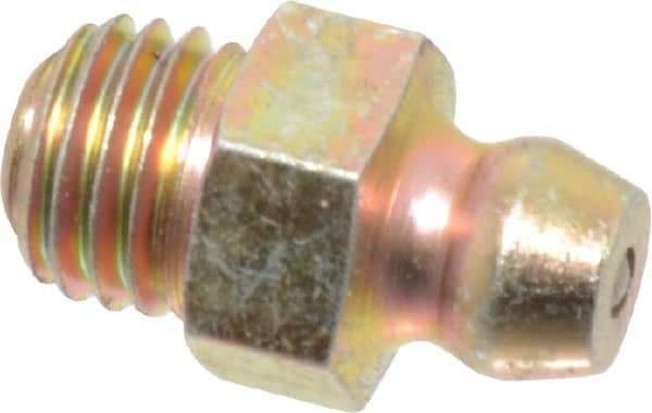 PRO-LUBE - Straight Head Angle, 5/16-24 UNF Steel Standard Grease Fitting - 7/16" Hex, 16.7mm Overall Height, 6.35mm Shank Length, Zinc Plated Finish - Apex Tool & Supply