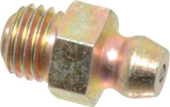 PRO-LUBE - Straight Head Angle, 5/16-24 UNF Steel Standard Grease Fitting - 7/16" Hex, 16.7mm Overall Height, 6.35mm Shank Length, Zinc Plated Finish - Apex Tool & Supply