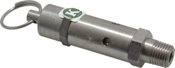 Kingston - 1/4" Inlet, ASME Safety Relief Valve - 125 Max psi, Stainless Steel - Apex Tool & Supply