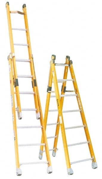 Made in USA - 8' High, Type IAA Rating, Fiberglass Extension Ladder - Apex Tool & Supply
