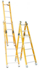 Made in USA - 8' High, Type IAA Rating, Fiberglass Extension Ladder - Apex Tool & Supply