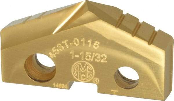 Allied Machine and Engineering - 1-15/32" Diam x 1/4" Thick, Seat Code 3, 132° Included Angle Spade Drill Insert - TiN Coated, Cobalt, Series GEN2 T-A - Apex Tool & Supply