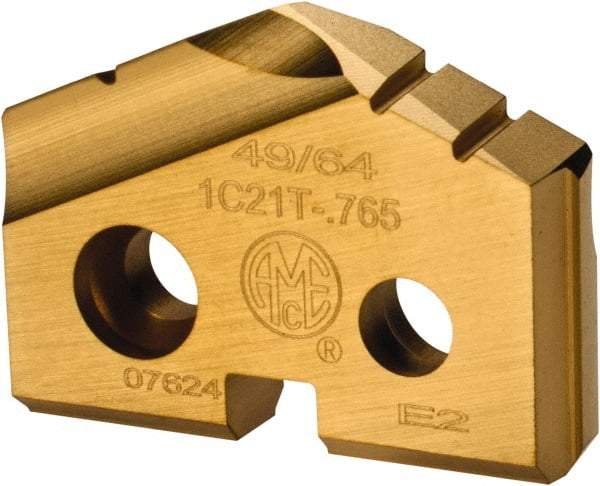 Allied Machine and Engineering - 49/64" Diam x 5/32" Thick, Seat Code 1, 132° Included Angle Spade Drill Insert - TiN Coated, Carbide, Grade K20, Series T-A - Apex Tool & Supply
