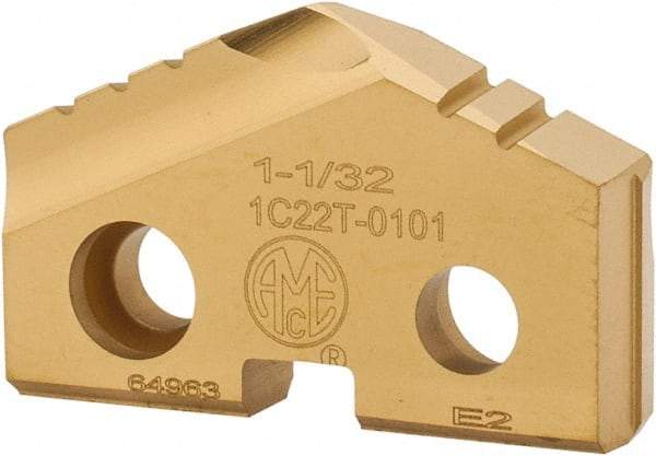 Allied Machine and Engineering - 1-1/32" Diam x 3/16" Thick, Seat Code 2, 132° Included Angle Spade Drill Insert - TiN Coated, Carbide, Grade K20, Series T-A - Apex Tool & Supply