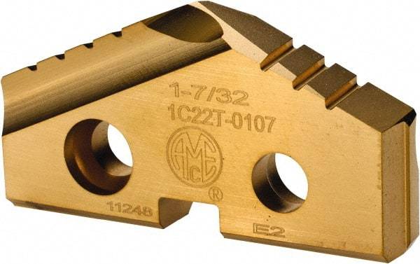 Allied Machine and Engineering - 1-7/32" Diam x 3/16" Thick, Seat Code 2, 132° Included Angle Spade Drill Insert - TiN Coated, Carbide, Grade K20, Series T-A - Apex Tool & Supply
